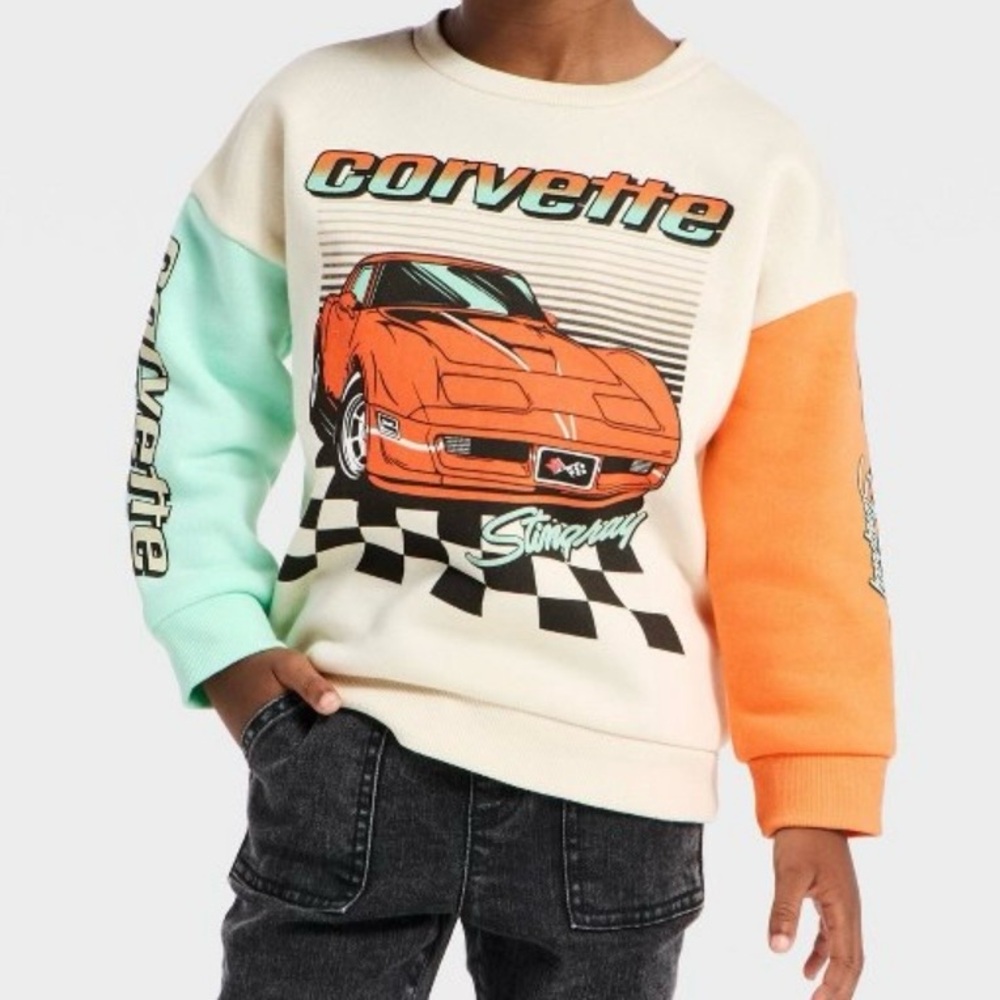 NWT Chevrolet Corvette Fleece Sweatshirt with Colorblock Sleeves 5T